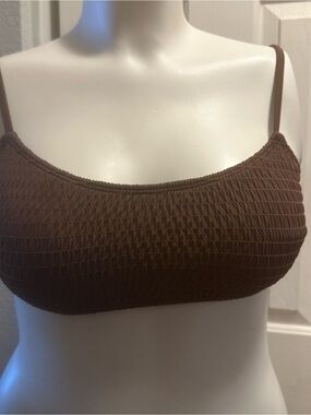 Smocked Chocolate Brown bikini top